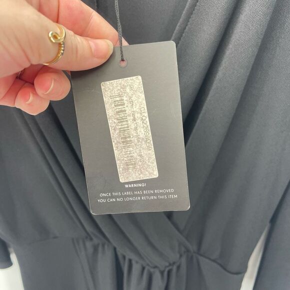 Pretty Little Thing Shift Dress Cocktail deep V Neck Wrap Stretch Black NEW 8 - Picture 9 of 13